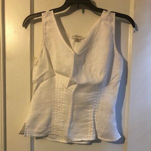 Petite Sophisticate White Linen Top